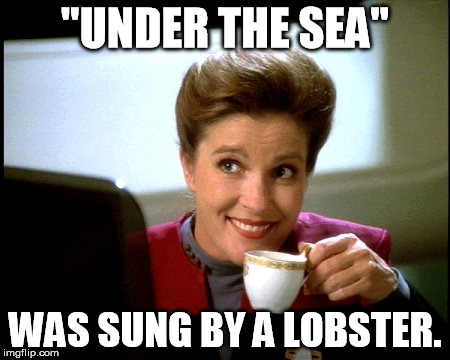 Janeway | "UNDER THE SEA" WAS SUNG BY A LOBSTER. | image tagged in janeway | made w/ Imgflip meme maker