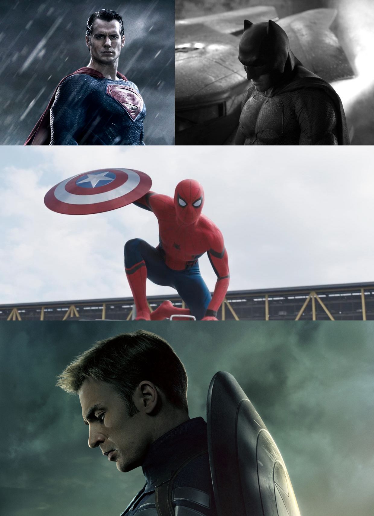 High Quality Dc Vs Marvel Superman Batman Spiderman Captain America Blank Meme Template