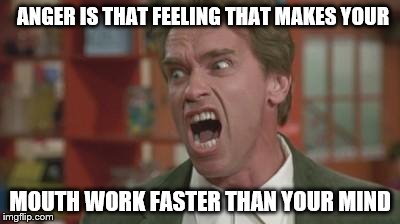Angry Arnold | ANGER IS THAT FEELING THAT MAKES YOUR; MOUTH WORK FASTER THAN YOUR MIND | image tagged in angry arnold | made w/ Imgflip meme maker