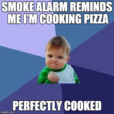 Success Kid Meme | SMOKE ALARM REMINDS ME I'M COOKING PIZZA PERFECTLY COOKED | image tagged in memes,success kid,AdviceAnimals | made w/ Imgflip meme maker