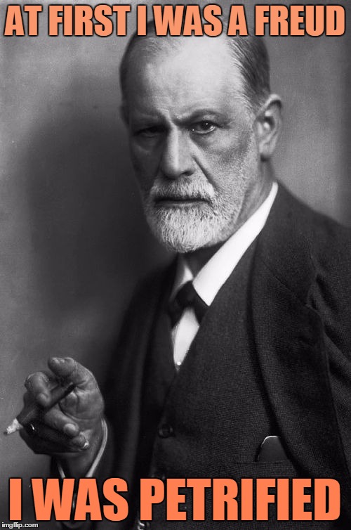 Thinking I could never live without Jung by my side | AT FIRST I WAS A FREUD; I WAS PETRIFIED | image tagged in memes,sigmund freud,song lyrics,music | made w/ Imgflip meme maker