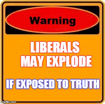 Warning Sign | LIBERALS MAY EXPLODE; IF EXPOSED TO TRUTH | image tagged in memes,warning sign | made w/ Imgflip meme maker