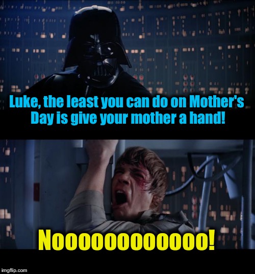 Star Wars No | Luke, the least you can do on Mother's Day is give your mother a hand! Noooooooooooo! | image tagged in memes,star wars no | made w/ Imgflip meme maker