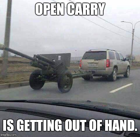 I support the second amendment, but really??? | OPEN CARRY; IS GETTING OUT OF HAND. | image tagged in open carry,second amendment | made w/ Imgflip meme maker