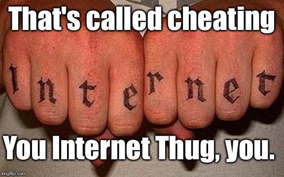 Internet Thug | That's called cheating You Internet Thug, you. | image tagged in internet thug | made w/ Imgflip meme maker