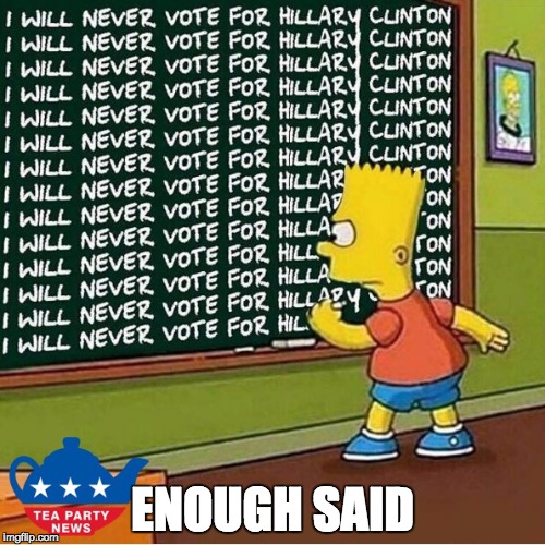 ENOUGH SAID | image tagged in simpsons,hillary clinton,election 2016,'murica | made w/ Imgflip meme maker