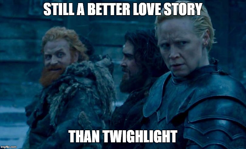 Tormund likes Brienne | STILL A BETTER LOVE STORY; THAN TWIGHLIGHT | image tagged in tormund likes brienne | made w/ Imgflip meme maker