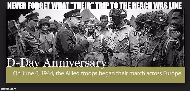 NEVER FORGET WHAT "THEIR" TRIP TO THE BEACH WAS LIKE | image tagged in d day,normandy,freedom,beaches | made w/ Imgflip meme maker