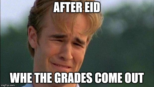Dawson crying  | AFTER EID; WHE THE GRADES COME OUT | image tagged in dawson crying | made w/ Imgflip meme maker