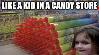 Disaster Girl's Favorite Store | LIKE A KID IN A CANDY STORE | image tagged in disaster girl,4th of july | made w/ Imgflip meme maker