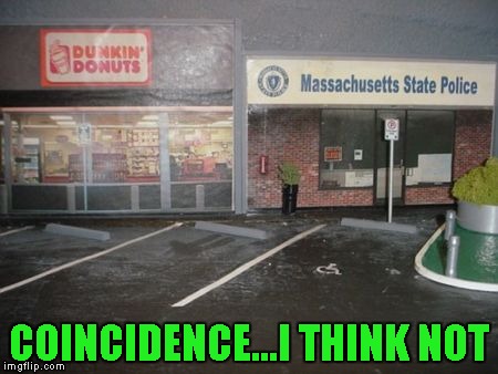 It looks like the police station closed, I wonder if it was due to obesity!!! | COINCIDENCE...I THINK NOT | image tagged in cops and donuts,memes,funny,dunkin donuts | made w/ Imgflip meme maker