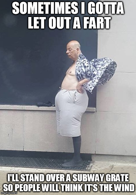 old man fart | SOMETIMES I GOTTA LET OUT A FART; I'LL STAND OVER A SUBWAY GRATE SO PEOPLE WILL THINK IT'S THE WIND | image tagged in fart,farting,farts,old man,old man funny,subway | made w/ Imgflip meme maker
