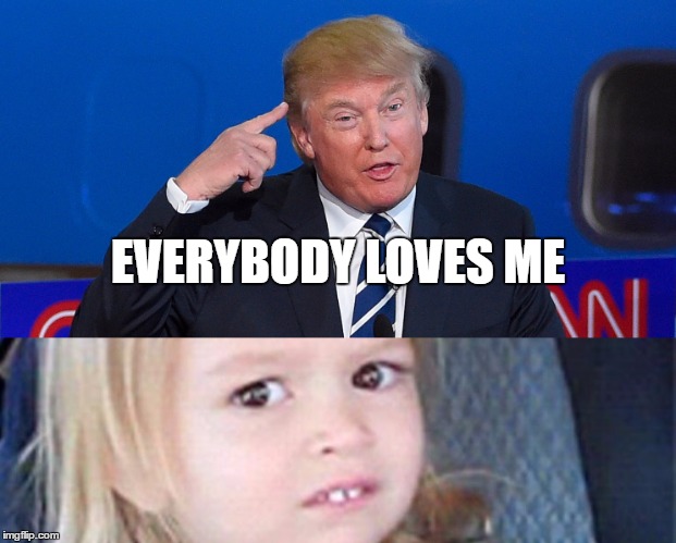 Not everybody | EVERYBODY LOVES ME | image tagged in trump,donald trump | made w/ Imgflip meme maker