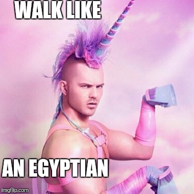 Back Up Dancer for the Bangles | WALK LIKE; AN EGYPTIAN | image tagged in memes,unicorn man | made w/ Imgflip meme maker