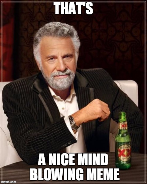 THAT'S A NICE MIND BLOWING MEME | image tagged in memes,the most interesting man in the world | made w/ Imgflip meme maker