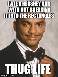 Thug Life | I ATE A HERSHEY BAR WITH OUT BREAKING IT INTO THE RECTANGLES; THUG LIFE | image tagged in thug life | made w/ Imgflip meme maker