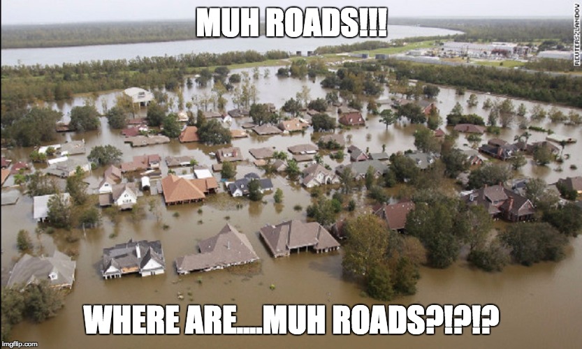 Can't find muh roads! | MUH ROADS!!! WHERE ARE....MUH ROADS?!?!? | image tagged in government,roads,taxes | made w/ Imgflip meme maker