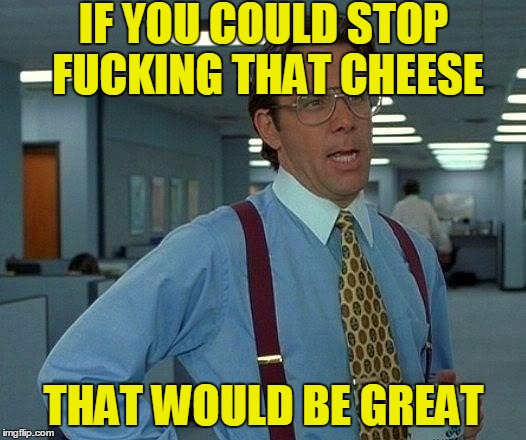 That Would Be Great Meme | IF YOU COULD STOP F**KING THAT CHEESE THAT WOULD BE GREAT | image tagged in memes,that would be great | made w/ Imgflip meme maker