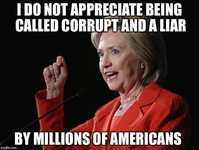 If the shoe fits.... | I DO NOT APPRECIATE BEING CALLED CORRUPT AND A LIAR; BY MILLIONS OF AMERICANS | image tagged in hillary clinton logic,corrupt,liar | made w/ Imgflip meme maker