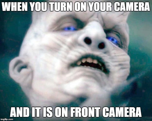 Front Camera | WHEN YOU TURN ON YOUR CAMERA; AND IT IS ON FRONT CAMERA | image tagged in white walker,front camera,camera,got,game of thrones,memes | made w/ Imgflip meme maker