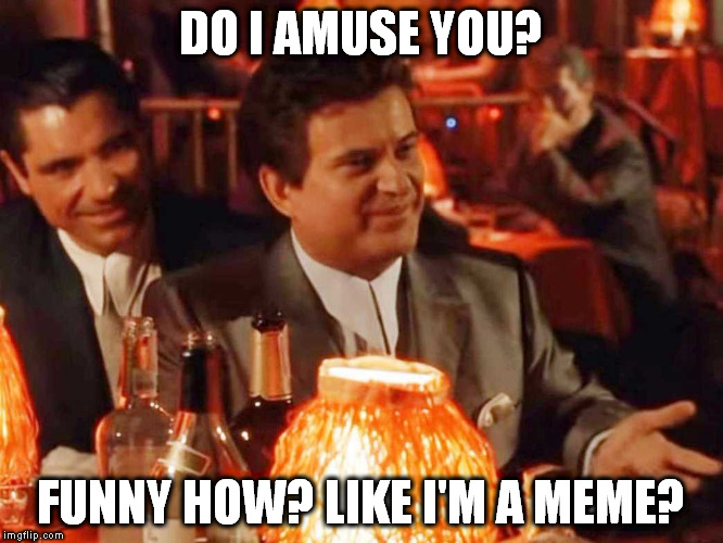 DO I AMUSE YOU? FUNNY HOW? LIKE I'M A MEME? | image tagged in goodfellas | made w/ Imgflip meme maker