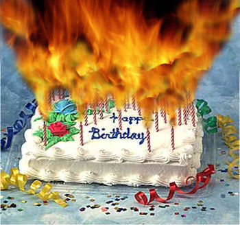High Quality flaming birthday cake Blank Meme Template