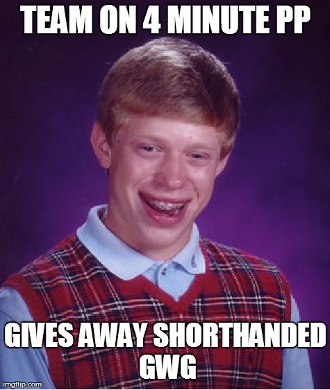 Bad Luck Brian Meme | TEAM ON 4 MINUTE PP GIVES AWAY SHORTHANDED GWG | image tagged in memes,bad luck brian | made w/ Imgflip meme maker