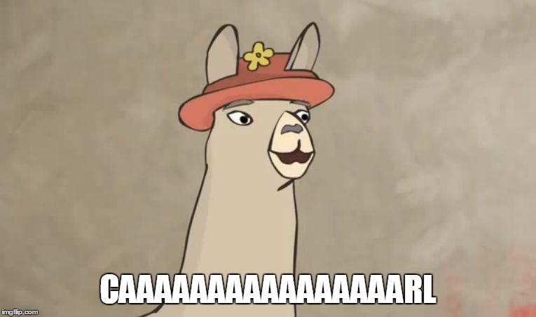 Llamas with hats | CAAAAAAAAAAAAAAAARL | image tagged in llamas with hats | made w/ Imgflip meme maker