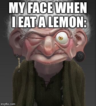 brave witch | MY FACE WHEN I EAT A LEMON: | image tagged in brave witch | made w/ Imgflip meme maker