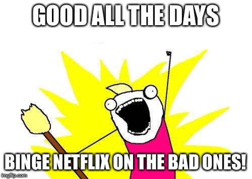X All The Y Meme | GOOD ALL THE DAYS BINGE NETFLIX ON THE BAD ONES! | image tagged in memes,x all the y | made w/ Imgflip meme maker