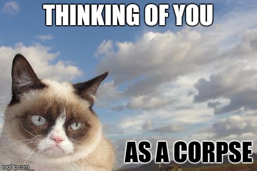 Grumpy Cat Sky | THINKING OF YOU; AS A CORPSE | image tagged in memes,grumpy cat sky,grumpy cat | made w/ Imgflip meme maker