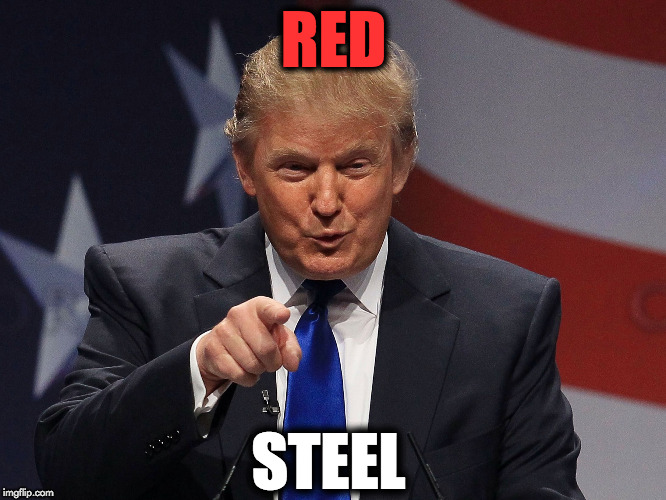 Donald Trump  | RED; STEEL | image tagged in donald trump | made w/ Imgflip meme maker