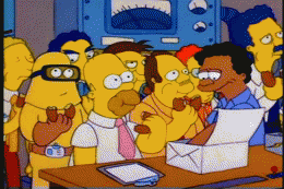 Workers eating doughnuts | image tagged in gifs,simpsons | made w/ Imgflip video-to-gif maker