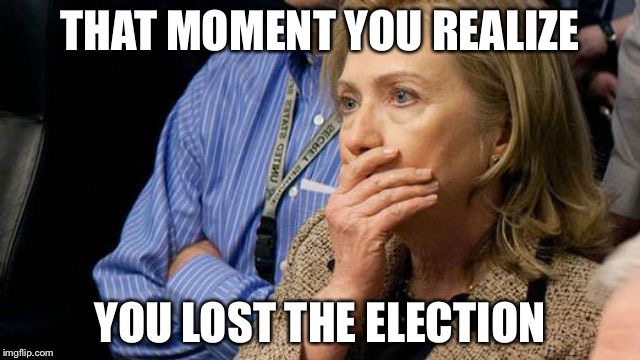 Noooooooooooooooo! | THAT MOMENT YOU REALIZE; YOU LOST THE ELECTION | image tagged in hillary face palm,election 2016,memes | made w/ Imgflip meme maker