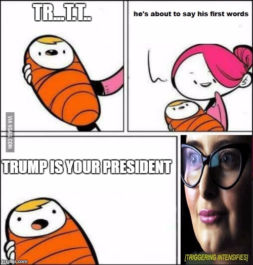 He is About to Say His First Words | TR...T.T.. TRUMP IS YOUR PRESIDENT | image tagged in he is about to say his first words | made w/ Imgflip meme maker