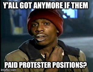 Y'all Got Any More Of That Meme | Y'ALL GOT ANYMORE IF THEM PAID PROTESTER POSITIONS? | image tagged in memes,yall got any more of | made w/ Imgflip meme maker