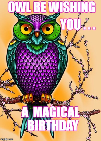 Wishing | OWL BE WISHING; YOU . . . A  MAGICAL  BIRTHDAY | image tagged in birthday | made w/ Imgflip meme maker