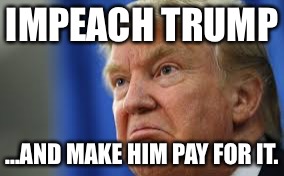 Impeach Trump | IMPEACH TRUMP; ...AND MAKE HIM PAY FOR IT. | image tagged in impeach trump | made w/ Imgflip meme maker