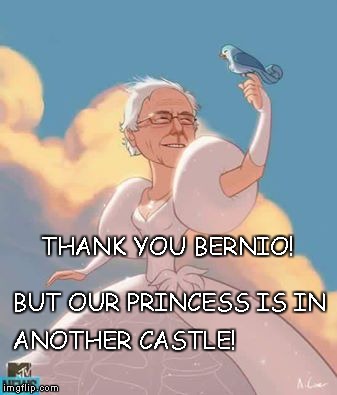 Thank You Bernio | THANK YOU BERNIO! BUT OUR PRINCESS IS IN; ANOTHER CASTLE! | image tagged in bernie sanders,green party,jill stein,be like jill | made w/ Imgflip meme maker