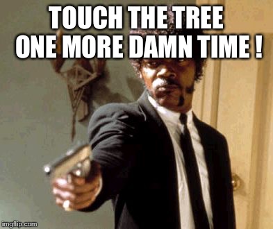 Say That Again I Dare You Meme | TOUCH THE TREE ONE MORE DAMN TIME ! | image tagged in memes,say that again i dare you | made w/ Imgflip meme maker