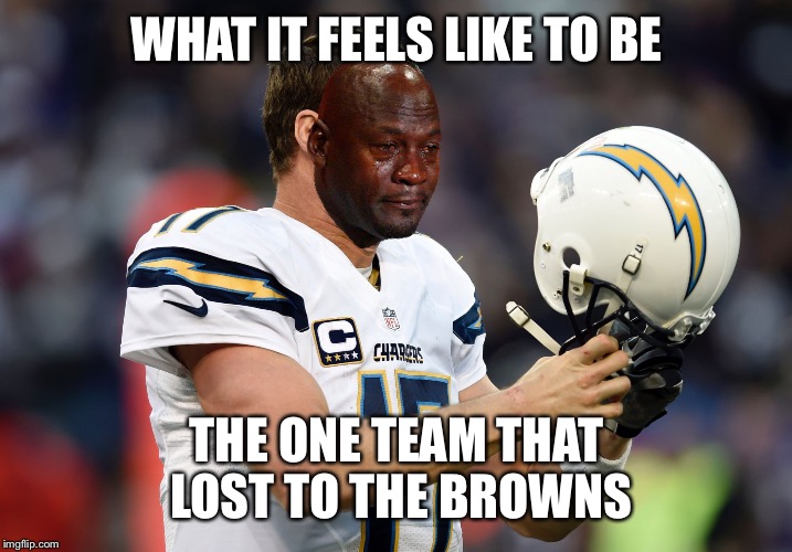 You can't win them all... But you should have won that one | WHAT IT FEELS LIKE TO BE; THE ONE TEAM THAT LOST TO THE BROWNS | image tagged in crying jordan rivers,crying michael jordan,san diego chargers,nfl memes,cleveland browns,phillip rivers | made w/ Imgflip meme maker