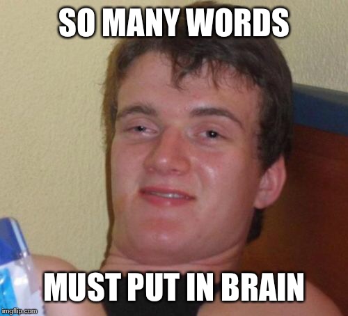 10 Guy Meme | SO MANY WORDS MUST PUT IN BRAIN | image tagged in memes,10 guy | made w/ Imgflip meme maker