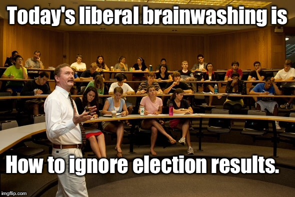 And the temper tantrums continue... | Today's liberal brainwashing is; How to ignore election results. | image tagged in memes,election,fit,temper tantrum,protest | made w/ Imgflip meme maker