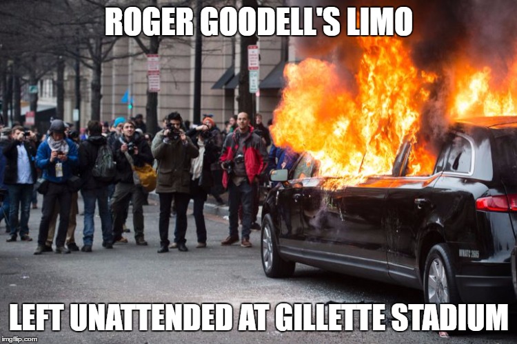 Roger Goodell | ROGER GOODELL'S LIMO; LEFT UNATTENDED AT GILLETTE STADIUM | image tagged in roger goodell,foxboro,new england patriots,tom brady | made w/ Imgflip meme maker