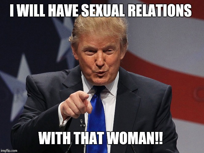Trump immigration policy | I WILL HAVE SEXUAL RELATIONS; WITH THAT WOMAN!! | image tagged in trump immigration policy | made w/ Imgflip meme maker