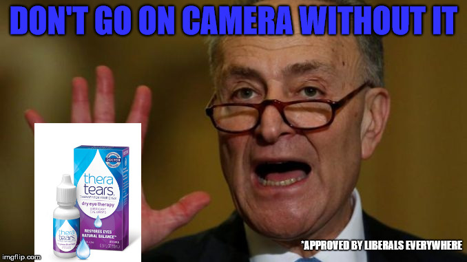 spineless fraud | DON'T GO ON CAMERA WITHOUT IT; *APPROVED BY LIBERALS EVERYWHERE | image tagged in chuck schumer,crying | made w/ Imgflip meme maker