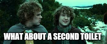 It has to go somewhere  | WHAT ABOUT A SECOND TOILET | image tagged in memes,lord of the rings | made w/ Imgflip meme maker