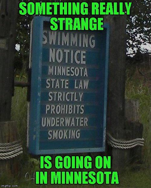 I can only imagine what happened that made that law necessary!!! | SOMETHING REALLY STRANGE; IS GOING ON IN MINNESOTA | image tagged in funny signs,memes,weird laws,funny,signs,smoking | made w/ Imgflip meme maker