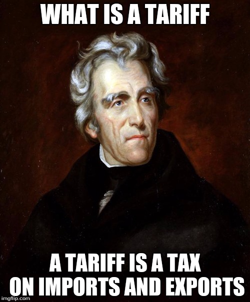 Andrew Jackson | WHAT IS A TARIFF; A TARIFF IS A TAX ON IMPORTS AND EXPORTS | image tagged in andrew jackson | made w/ Imgflip meme maker