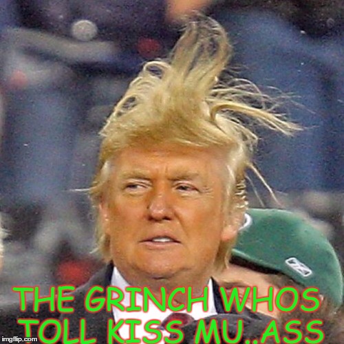 Trump Grinch | THE GRINCH WHOS TOLL KISS MU..ASS | image tagged in fuck donald trump | made w/ Imgflip meme maker